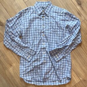 CHARLES TYRWHITT Business Casual Blue Plaid Long Sleeve Collared Button Down